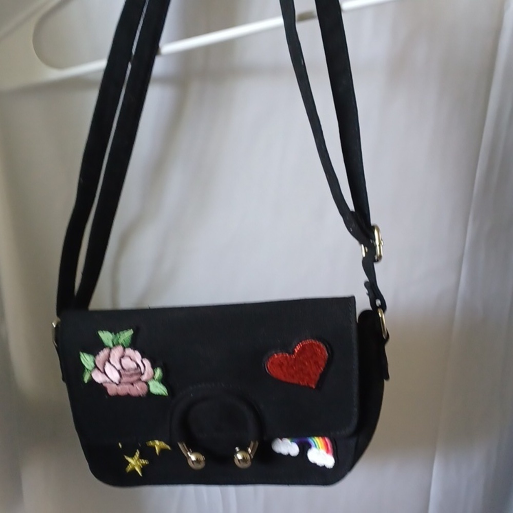 Art Deco Pop Culture Style Crossbody Black Jean Purse Handbag
